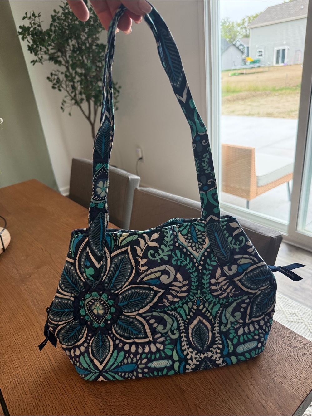 Vera Bradley Quilted Glenna Shoulder Bag in Blue Island Medallion